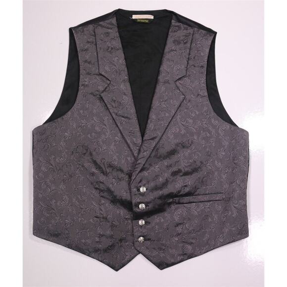 Carrot & Gibbs Silver Gray Paisley Silk Formal Wedding Prom Vest XL - Picture 1 of 5